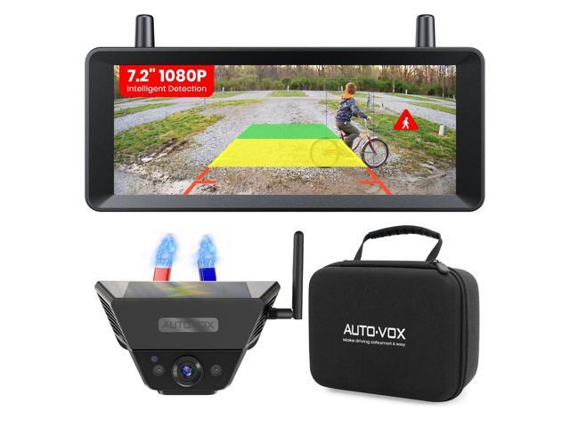 Solar Magnetic Wireless Backup Camera: 1-Min Easy Magnetic Install, Smart Detection Helps Spot Cars & Pedestrians, 7.2' 1080P Split Screen Monitor,...