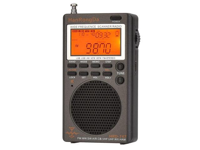 HRD-747 SSB Shortwave Radio FM MW SW CB AIR VHF UHF UBD WX Wide Frequence Receiver with NOAA Alert and Sleep Timer, FM Stereo Rechargeable Digital...