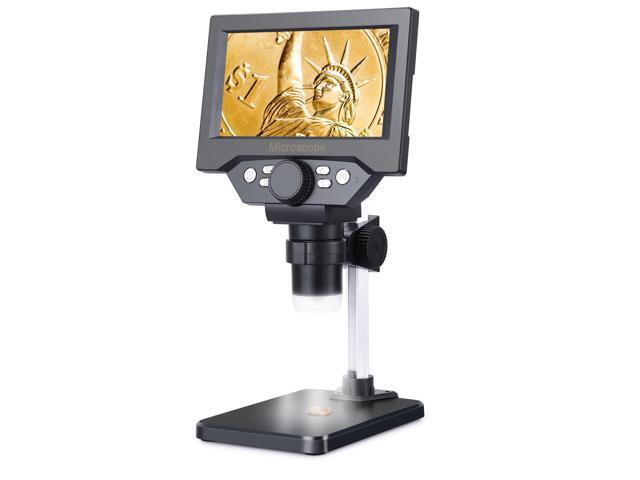 5.5 inch LCD Digital Microscope, 8MP 1-1000X Magnification, 8 LED Lights, Rechargeable Battery, Video Recording for Circuit Board Repair, PCB...