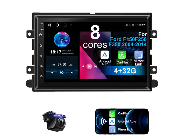 8 Core 4+32G Android 13 Car Radio for Ford F150/F250/F350 2004-2014, Wireless CarPlay Android Auto with 7 Inch 1024x600 IPS Touchscreen Stereo...