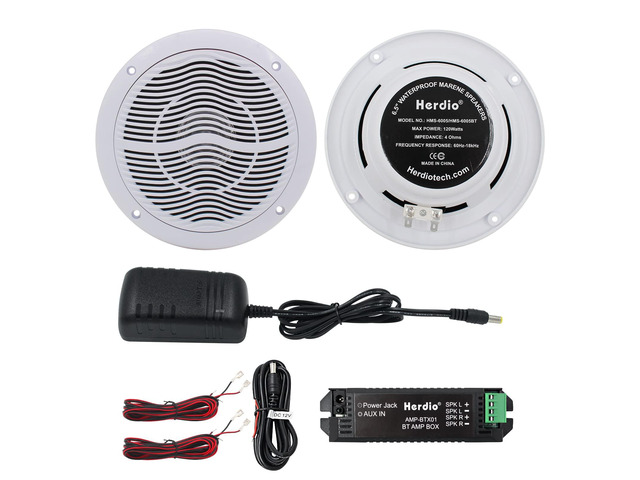 6.5 Inch 2-Way Waterproof Marine Bluetooth Ceiling Speakers, 120W Flush Mount, Suitable for Boat ATV UTV Golf Cart Camper RV Hot Tub Bathroom...