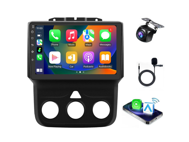 9 Inch Car Radio for Dodge Ram 2013-2018 1500 2500 3500, Wireless CarPlay/Android Auto, GPS Navigation, Bluetooth, DSP, WiFi, Plug-and-Play...