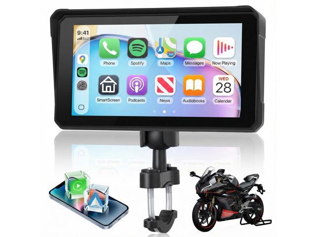 6 Inch Motorcycle Wirelsss Carplay Screen, Portable Touchscreen Motorcycle GPS Navigation System Car Play Moto Android Auto, Dual Bluetooth, IP68...