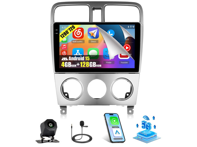 4+128G Car Radio for Subaru Forester 2004-2008, 9' Incell 1280 * 720 Touch Screen for Forester Car Stereo Wireless CarPlay Android Auto, 5GHz WiFi,...