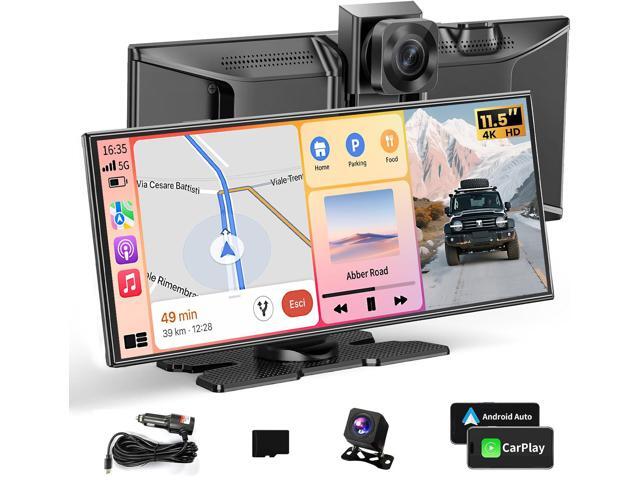 Largest 11.5' Portable Apple Carplay Screen for Car, 4K Wireless Car Play & Android Auto, Upgrade Touchscreen with Dash Cam, App Control/Loop...