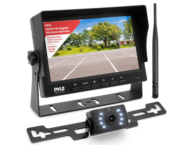 7 1080P HD Digital Wireless Monitor and Wireless License Plate Camera - Waterproof, Night Vision, Single Channel Visual Assistance Kit (12/24V for...