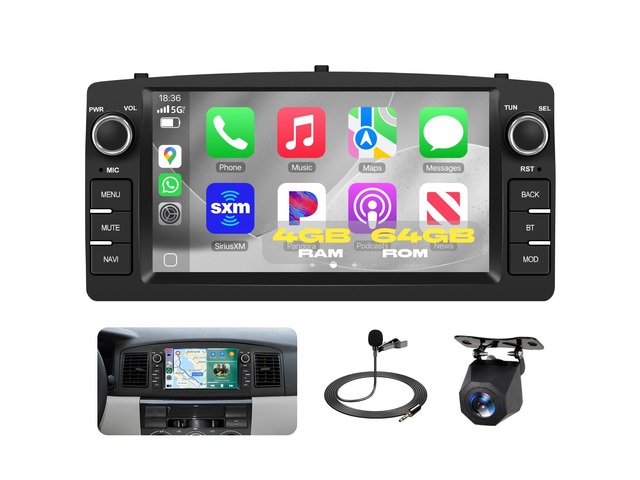4GB+64GB Car Stereo for Toyota Corolla 2000-2007, 7-Inch Android 13 Touchscreen Head Unit with Wireless CarPlay Android Auto, GPS Navigation WiFi...