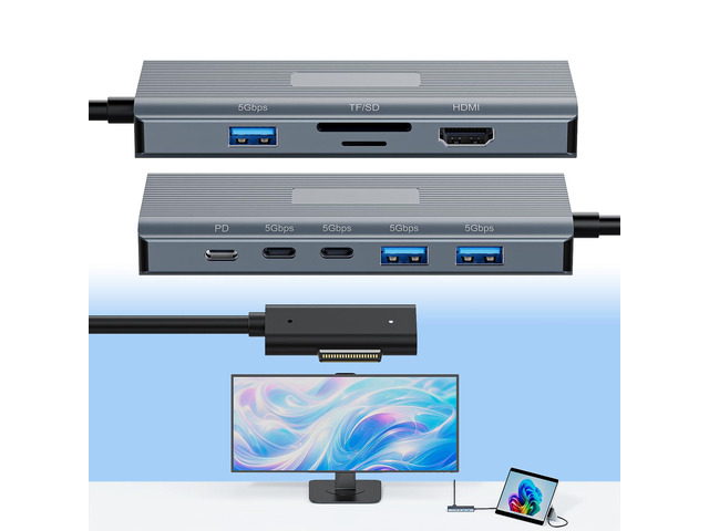 [2025 New] Surface Docking Station 10 in 1 Surface Dock with HDMI Ethernet SD/TF 5*USB PD, Docking Station for Surface Pro...