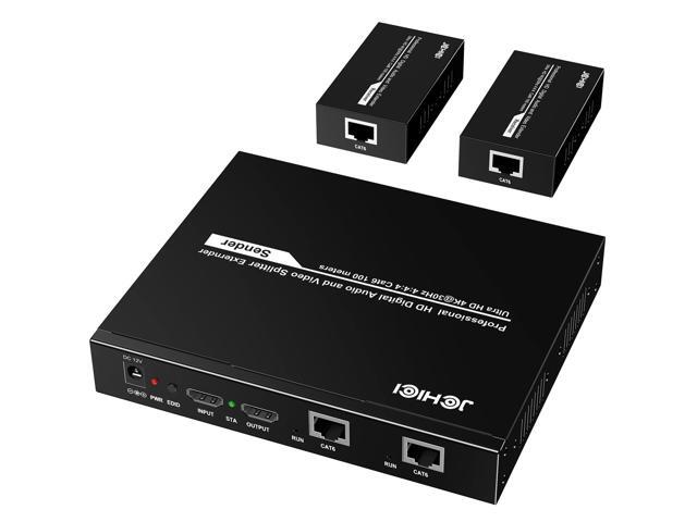 HDMI Extender Splitter 1 x 2, 4K@30Hz 100M(328fts) HDMI Splitter with Loopout and EDID Copy Function, Lossless Transmission and Zero Latency,...