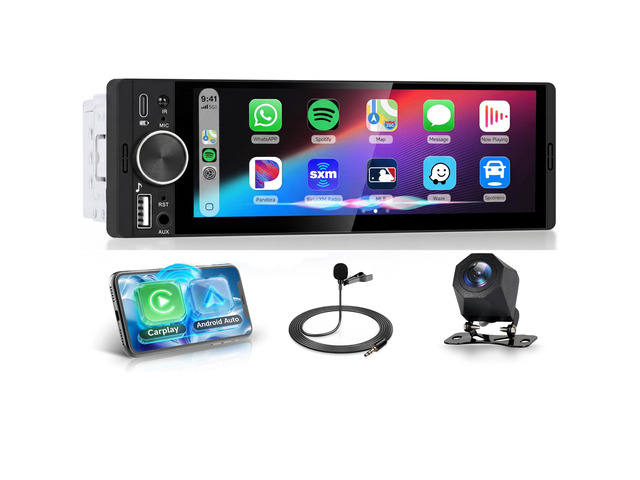 Car Stereo Single Din Wireless Carplay 1 Din Touch Screen Android Auto, 6.28 inch Car Radio with Bluetooth 5.2 Mirror Link FM/EQ USB/AUX/TF/SWC Car...