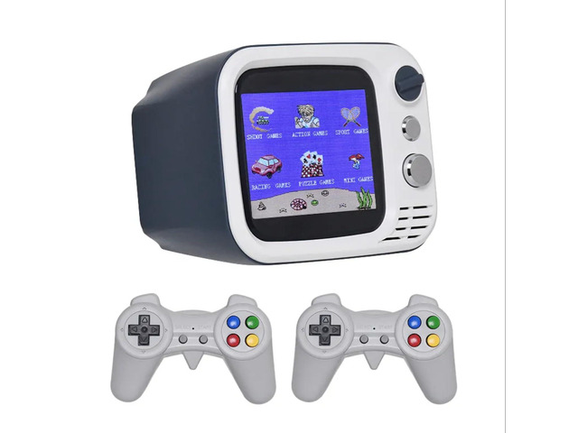 Tiny Arcade TV 3.5' Mini Retro Game - Two Player Playable TV Console & w/ Real Gameplay & Sound - 700+ Classic Video Games (Gray)