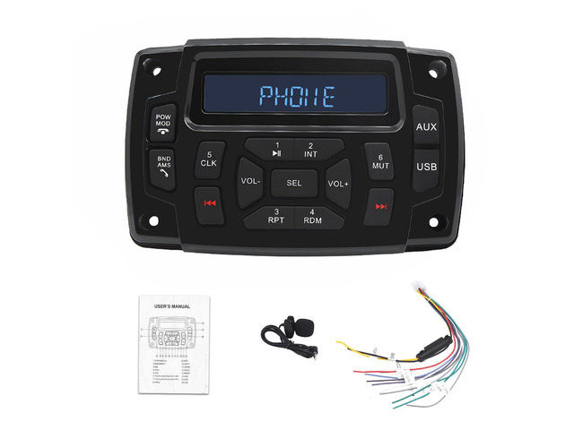 Marine Radio Receiver Waterproof Boat Stereo Radio System with AUX-in Subwoofer Pre-Amp EQ, AM/FM Radio Receiver Digital Media MP3 Player USB Input...