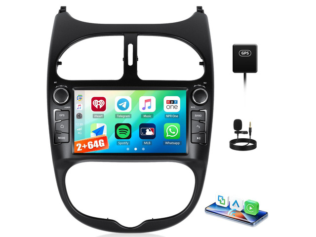 Car Stereo for Peugeot 206 1998-2016 for Citroen C2 2004-2008 7 Inch Touchscreen Android Car Radio with Wireless Carplay Android Auto GPS...