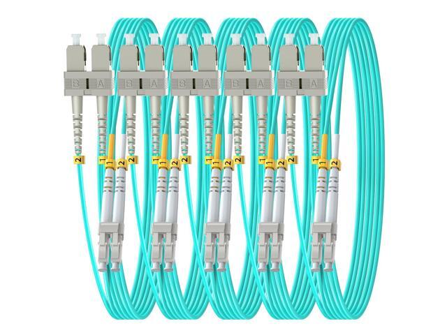 OM3 SC to LC Fiber Patch Cable, Duplex Multimode, MM Fiber Optic Patch Cable, 10G/40G, 50/125um, LSZH, 10m/33ft,5Pack