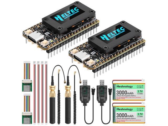 2 Set ESP32 LoRa V4 Development Board + L76 GNSS Module + 3000mAh Battery, Upgraded ESP32-S3 SX1262 LoRa WiFi Bluetooth 2MB PSRAM 16MB Flash 915MHz...