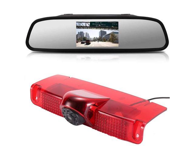 New Version Car Third Roof Top Mount Brake Lamp Camera Brake Light Rear View Backup Camera+4.3' Reverse Screen for Chevrolet Express GMC Savana...