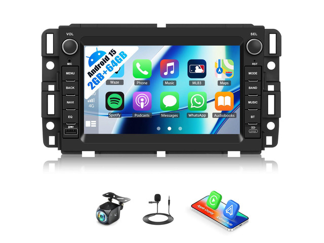 Android 15 4-Core+64G for Chevrolet Chevy Silverado GMC Sierra Yukon Buick Car Radio Stereo A-pple CarPlay Android Auto 7 Touch Screen EQ Bluetooth...