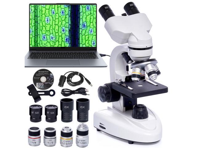 Laboratory Microscope for School, Binocular Compound Microscope 200X-5000X Magnification for Adults, Microscopes Kit with Electronic Eyepieces and...