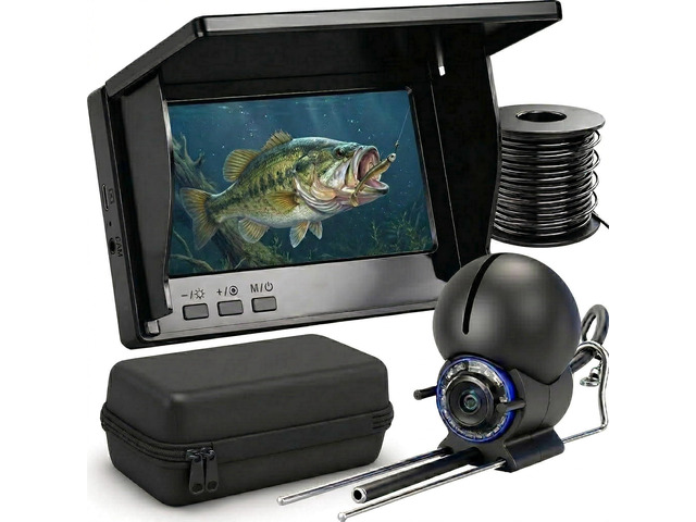 Underwater Fishing Camera with 4.3 Inch LCD, 5000mAh Battery, Infrared Night Vision Light, Portable Fish Finder with 100ft Cable for Ice Lake Boat...