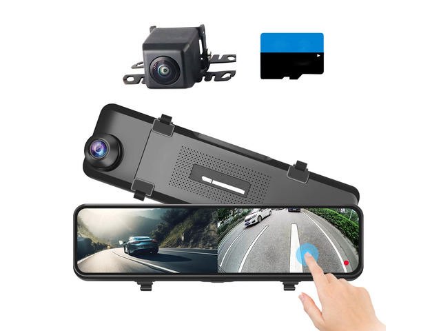 4K Mirror Dash Cam, 11' Rear View Mirror Dash Camera Front and Rear with Touch Screen,Backup Camera for Car RV Truck, Night Vision, Free 64GB Card,...
