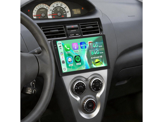 5Ghz WiFi 4G+64G Android 15 Car Radio for Toyota Yaris Vios 2007-2014 Car Stereo with Wireless Carplay/Android Auto, 9 Inch HD Touch Screen with...