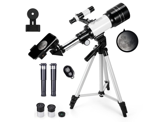 Telescope for Kids & Adults, 70mm Aperture 300mm Telescopes for Astronomy Beginners, 15X-150X Magnification Portable Refractor Telescope with...