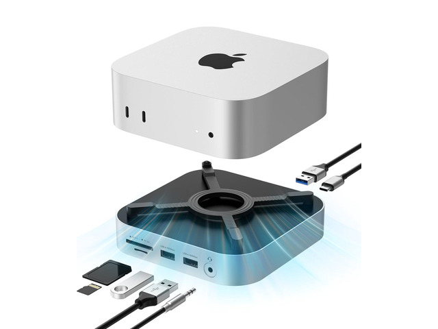 Mac mini M4 Hub & Stand with 8TB NVMe SSD Enclosure, Aluminum Mac mini M4 Dock for Mac mini M4 / M4 Pro, 10Gbps USB-C & USB-A, SD/TF, Audio,...