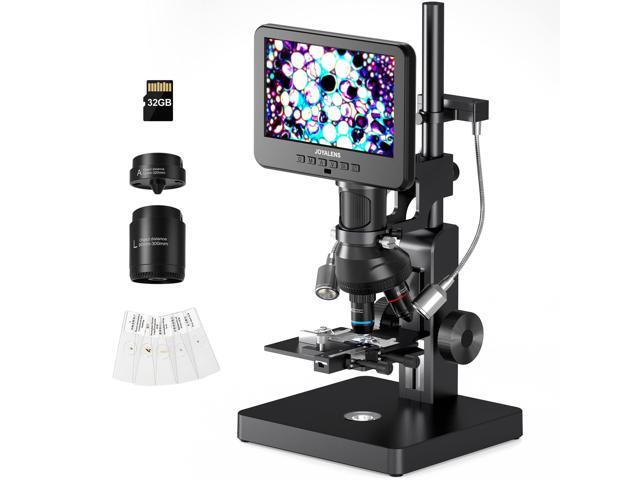 JL266S 5 Lens HDMI Digital Microscope 5000X, 24MP Biological Microscope for Adults Kids Home Lab, Coin Microscopes Full View with 7'' Screen,...