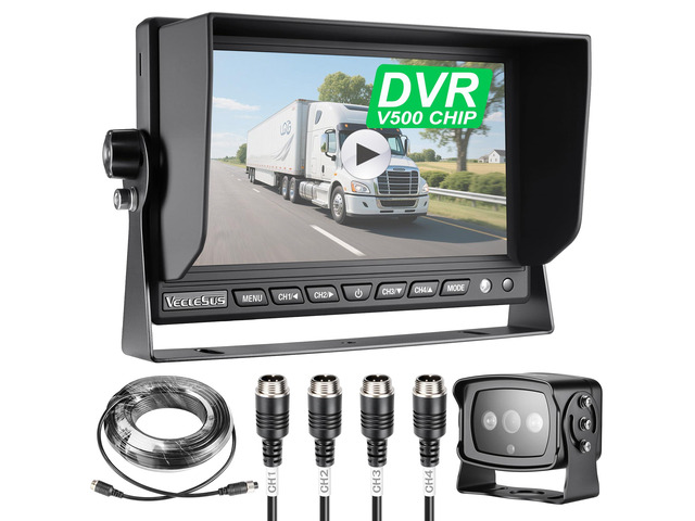 Backup Camera System for Truck, DVR System with Brand V500 chip, VDS HD 1080P 7-Inch Backup Camera System, Waterproof Rearview Camera,4 Video 2...