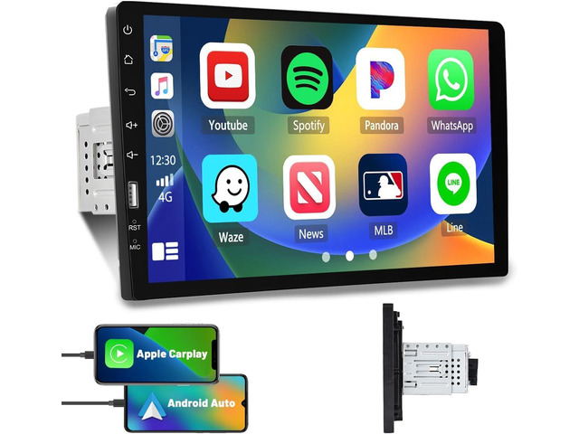 AM Radio Single Din Car Stereo with Apple Carplay Android Auto Car Radio 9 Inch Touchscreen Bluetooth Car Audio Receiver with Backup Camera, AM FM...