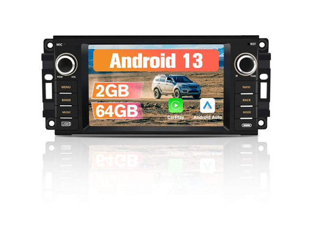 Android 13 2GB+64GB Car Radio Stereo for Jeep Wrangler 2007-2018/for Dodge Ram 1500/2500/3500 with Wireless Carplay & Android Auto/Mirror...