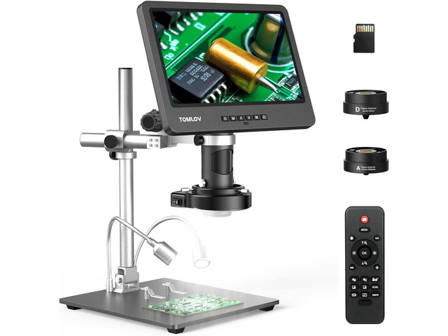 DM602 Pro 10.1' HDMI Digital Microscope 2000x, Pro Boom Arm Stand, LCD Soldering Microscope with 3 Lens, Adults Scope for Electronics Repair, Coin...
