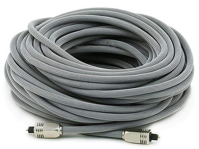 103448 Premium S/PDIF (Toslink) Digital Optical Audio Cable - Silver - 75ft Heavy Duty Mesh Jacket, Metal Connector Heads, for Play Station, Xbox...