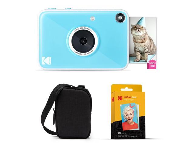 Printomatic+ Instant Print Digital Camera Starter Bundle + Carrying Case + Zink 20pk Sticky-Back Photo Paper - 10MP, Full-Color Photos, GB LED...