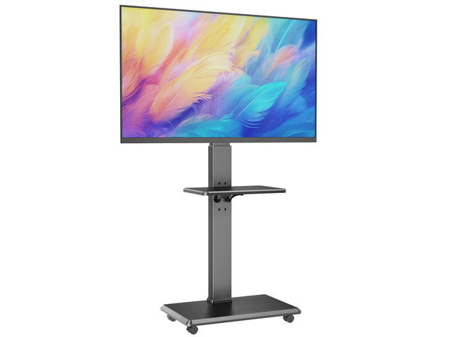 Rolling TV Stand, Mobile TV Cart for 32-75 Inch TVs up to 110 lbs, 18 Adjustable Heights, TV Floor Stand with Swivel Mount & Shelf, Max VESA...
