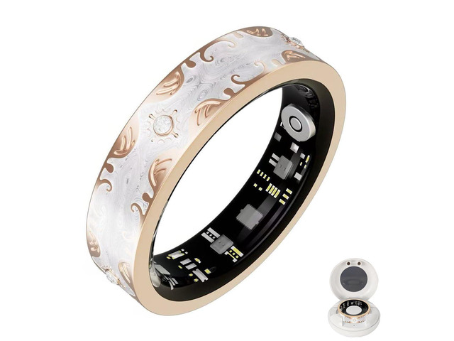 Retro Bluetooth Smart Ring for Women Fitness Tracker Ring with Heart Rate, Sleep Monitoring, Blood Oxygen, Step Counting for iOS and Android...