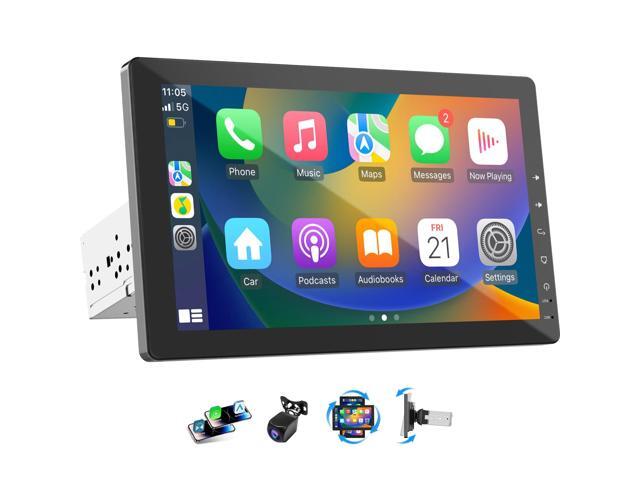 10.1' Single Din Car Radio with Rotatable Touchscreen, Wireless CarPlay, Android Auto, Touch Screen Radio, GPS Navigation, Bluetooth, Hi-Fi Sound,...
