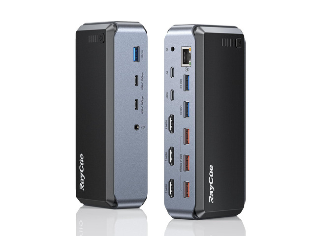 Triple Monitor USB C Docking Station - MacBook Pro Docking Station with Power Adapter for MacBook M1/M2/M3/Windows, HDMI*3, RJ45, 10Gbps USB*5, PD,...