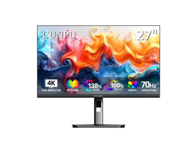 27 Inch 4K 70Hz Monitor, UHD (3840 * 2160) IPS Ultra-Slim Bezel Monitor for Photo Video Editing, E < 2, 100% DCI-P3, 1.07B+ Colors, PIP-PBP,...