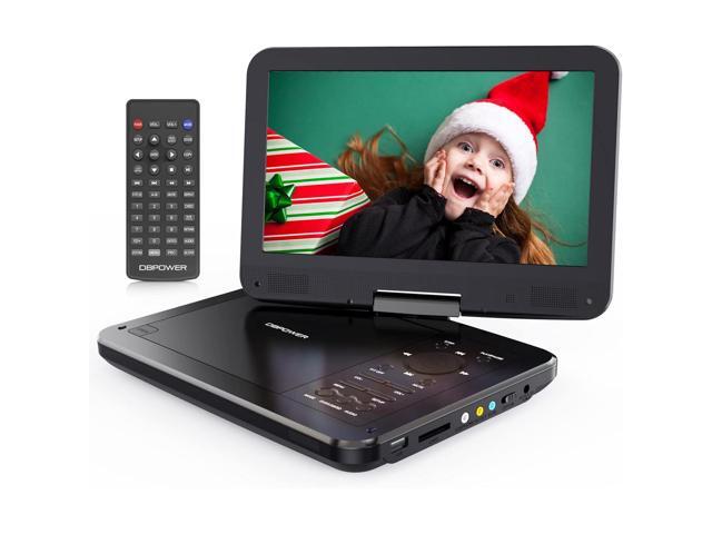 12' Portable DVD Player with 5-Hour Rechargeable Battery, 10' Swivel Display Screen and SD/USB Port, with 1.8m Car Charger, Power Adaptor and Car...