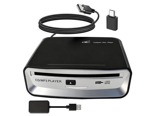Portable CD Player for Car, External USB Compact Disc Drive for Vehicles Without Built-in Audio, Advanced Anti-Skip & Resume Playback, Dual...