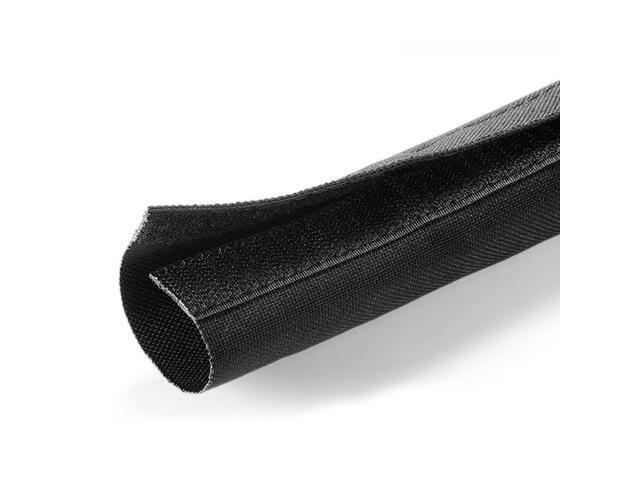 4' Hook and Loop Nylon Fast Wrap Sleeve Cable Management - 25 Feet - Black