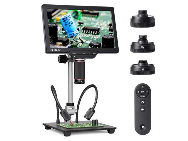 4K 3-Lens Digital Microscope: TL301-Magnetic Coin Microscope Magnifier Full Coin View, Soldering Microscopes for Adults with 7' IPS Screen, Side...