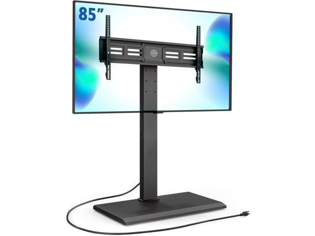 Iron Base Floor TV Stand with Power Strip, Tall TV Stand with Swivel Mount for 50-85 Inch Plasma Flat Panel or Curved Screen TVs Height Adjustable...