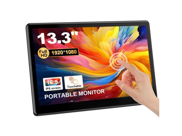 Industrial Touchscreen Monitor 13.3 inch, FHD 1920×1080 IPS Laptop Touch Monitor HDMI VGA Display Support VESA Mount Compatible with Laptops PC Mac...