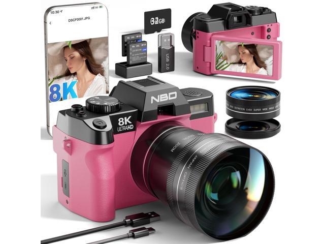 8K Digital Cameras for Photography,64MP Camara Fotograficas,Travel Vlogging Cameras for YouTube with 180°Flip Screen,16X Digital Zoom,2...