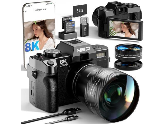 8K Digital Cameras for Photography,64MP Camara Fotograficas,Travel Vlogging Cameras for YouTube with 180°Flip Screen,16X Digital Zoom,2...