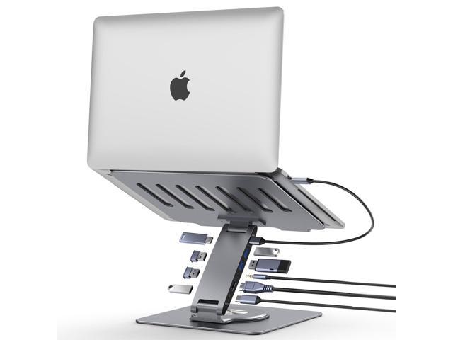 Laptop Docking Station Stand Dual Display 4K HDMI USB3.0 3.5mm Audio Jack 9-IN-1 360° Swivel Laptop Stand for Desk with USB-C Hub Multiport Adapter...