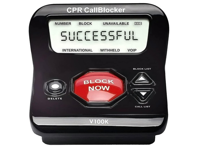 CPR V100K Call Blocker for Landline Phones - Block Unwanted Calls with One Touch Big Red Button - Pre-Loaded with 100,000 Known Nuisance Numbers -...