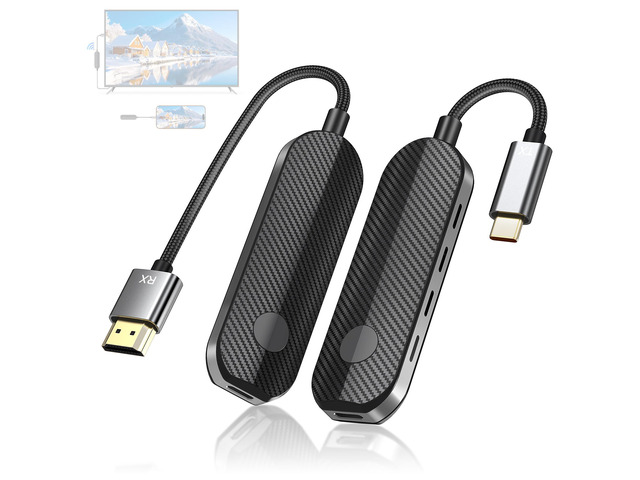 Wireless HDMI USB-C Transmitter and Receiver Kit,HDMI Wireless Adapter Compatible with iPhone 15-17/iPad/MacBook for TV/Projector,1080P@60Hz 4K...